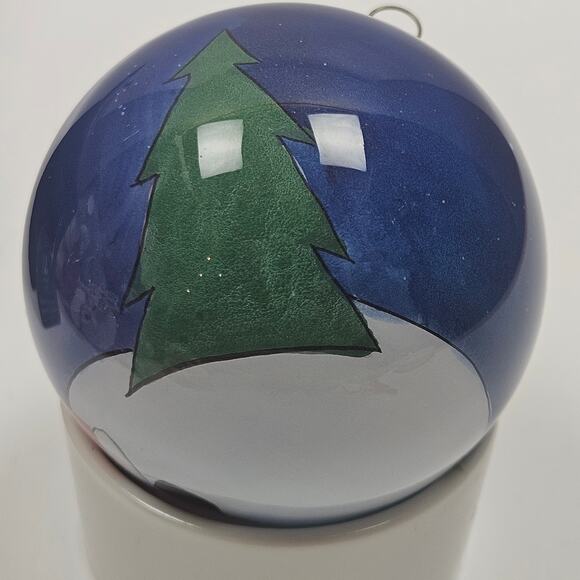 Vintage Christmas Santa with Sack in Snow at Night Reverse Hand Painted in Box - Picture 5 of 8